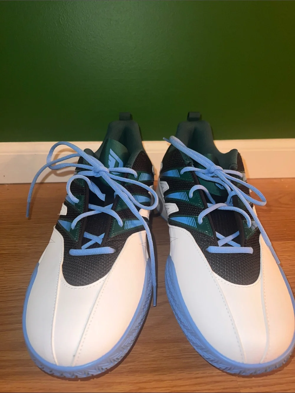 adidas White and Light Blue Low-Top Sneakers